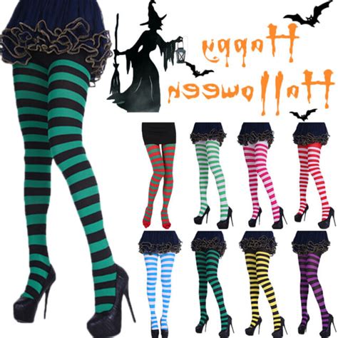 women halloween xmas over the knee socks ladies party stripe thigh high sockings ebay
