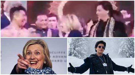 watch hillary clinton shakes a leg with shah rukh khan at isha ambani s pre wedding bash