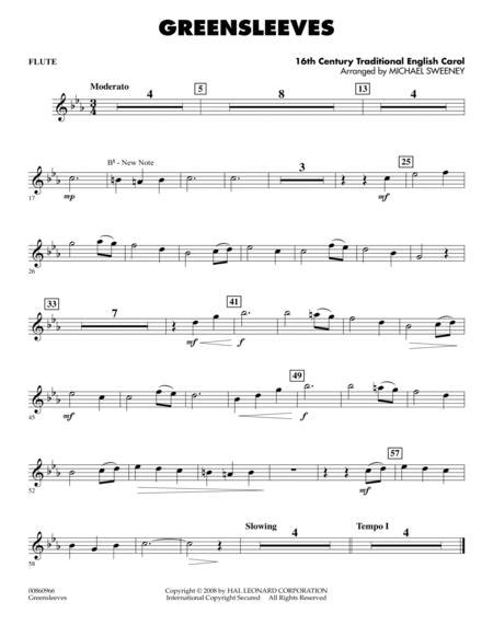Greensleeves is a traditional english folk song and tune, over a ground either of the form called a romanesca or of its slight variant, the passamezzo antico. Greensleeves - Flute By Michael Sweeney - Digital Sheet Music For - Download & Print HX.121430 ...