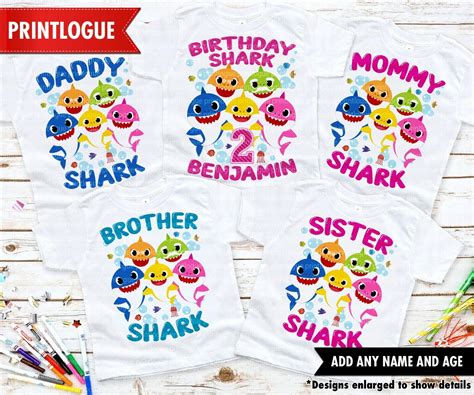 Baby Shark T Shirt Iron On Transfer Digital File For Baby Shark T
