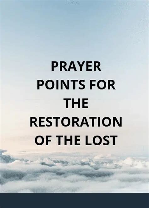 30 Prayer Points For Restoration Of Lost Glory Prayer Points