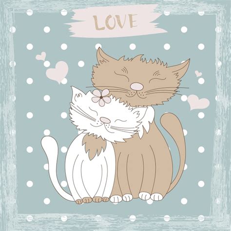 Premium Vector Cute Cats In Love