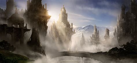 Ancient City Mountain Ruins Fantasy Landscape Fantasy City Fantasy