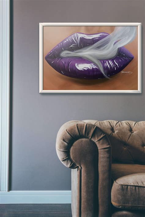 Purple Smoking Lips Print Giovannies Originals