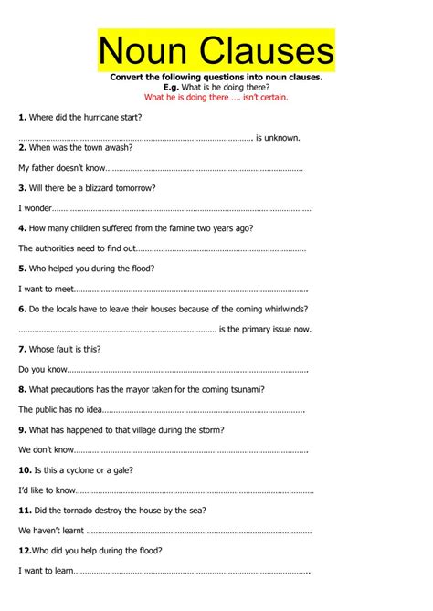 A collection of english esl worksheets for home learning, online practice, distance learning and english classes to teach about noun, clauses, noun clauses. Noun clauses activity