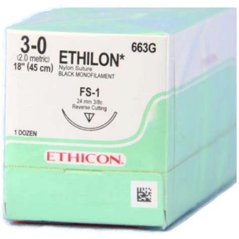 Ethicon 3 0 X 18 Ethilon Nylon Black Sutures With Fs 1 Needle 12