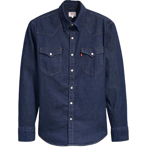 Barstow Levis Iconic Western Slim Shirt In Red Cast Rinse