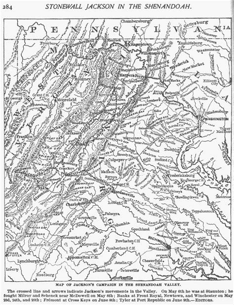 Overview Map Shenandoah Valley In 1862