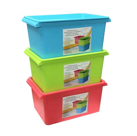Plastic Storage Box Boxes With Lid Stackable Rectangular Tub Container
