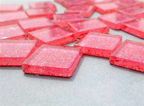 Bubblegum Pink Glitter Tiles 20mm Set Of 25