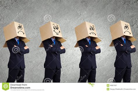 Business People Wearing Boxes Stock Image Image Of Career Carton