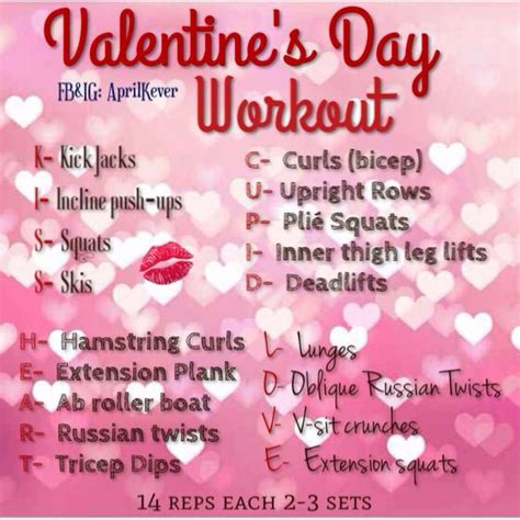 Valentines Day Workout Do 14 Reps Of Each Exercise 2 3 Sets Per Word