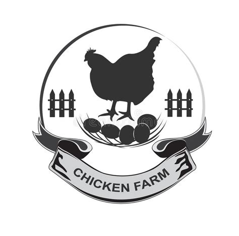 Chicken Farm Emblem Hen Icon Vector Illustration Stock Vector