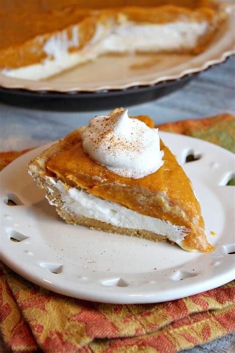 The cheesecake is smooth and creamy.—dewhitt sizemore, woodlawn, virginia homedishes & beveragescheesecakespumpkin cheesecakes our brands No- Bake Double Layer Pumpkin Pie
