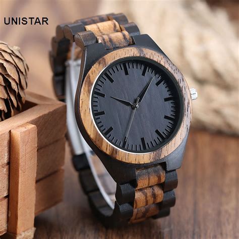 unistar luxury fashion 100 nature wooden quartz watches three colors top men watches cool t