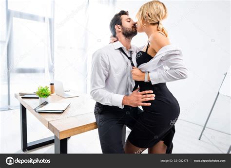 Sexy Secretary Tempting Businessman Office Table Stock Photo By