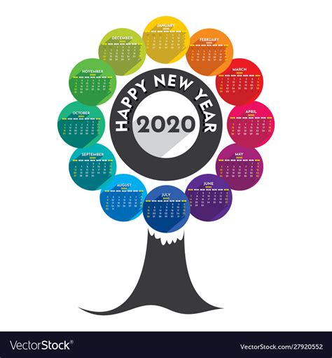 Happy New Year 2020 Calendar Design Royalty Free Vector