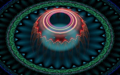 Wallpaper Spiral Symmetry Green Blue Circle Vortex Light Color