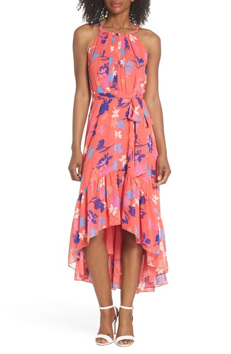 Vince Camuto Floral Highlow Chiffon Halter Dress Available At Nordstrom