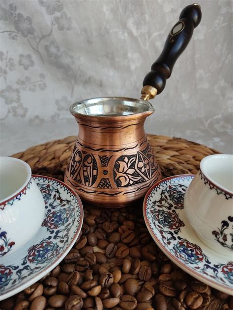 Turkish Coffee Set Copper Coffee Pot Traditional Turkish Etsy
