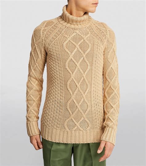 Giuliva Heritage Beige Cable Knit Rollneck Sweater Harrods Uk