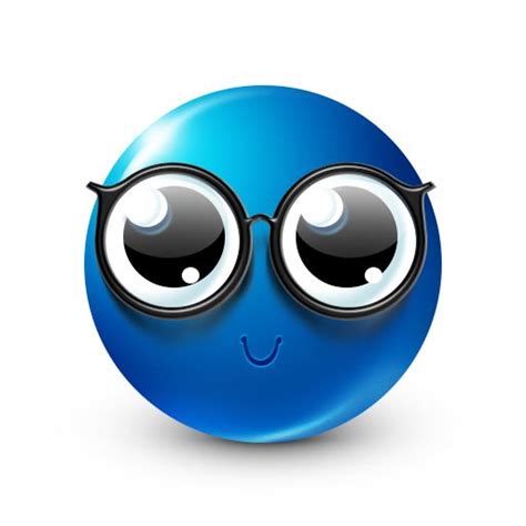 Clipart Cartoon Of A Happy Emoji Emoticon Wearing Eye Glasses