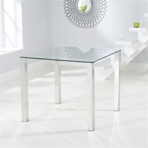 Sarahan Square Glass Dining Table With Chrome Legs Furniture In Fashion