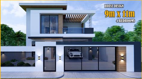 House Design 2storey House 9m X 11m With 4 Bedroom Youtube
