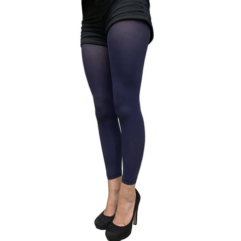 malka chic navy blue opaque footless tights for women