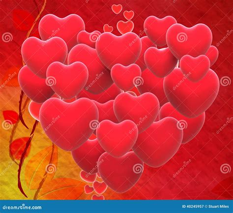 Heart Made With Hearts Shows Romantic Wedding Stock Illustration