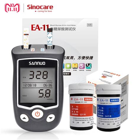 Blood sample needs only 0.6ul test range: Sinocare EA 11 Uric Acid & Blood Glucose Testing Meter Kit ...