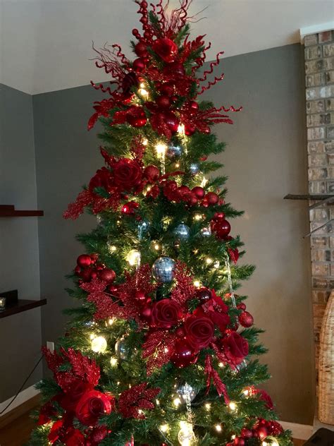 Created This Tree For Xmas 2015 Made A Few Red Roses Using Organza