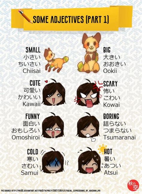 Educational Infographic I Adjectives Part One Japan Japanese