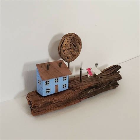 Handmade Wood Cottage On A Driftwood Unique Rustic Coastal Etsy Uk