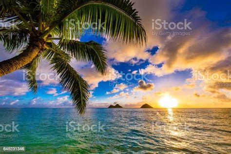 Beautiful Sunrise At Lanikai Beach In Kailua Hawaii Stock Photo