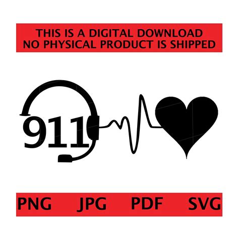 911 Dispatcher Headset Heart Instant Download Digital File Svg Png 