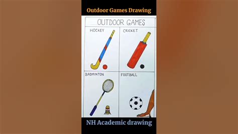 How To Draw Outdoor Games Step By Step With Colour Youtube