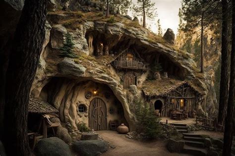 Premium Ai Image A Cave House In The Forest