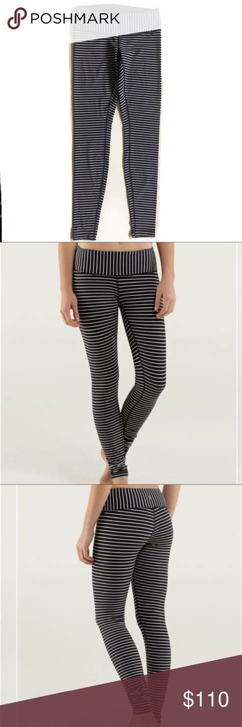 Lululemon Wunder Under Striped Leggings Bandw Striped Leggings Clothes