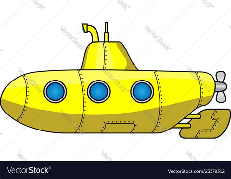 Yellow Cartoon Submarine Royalty Free Vector Image