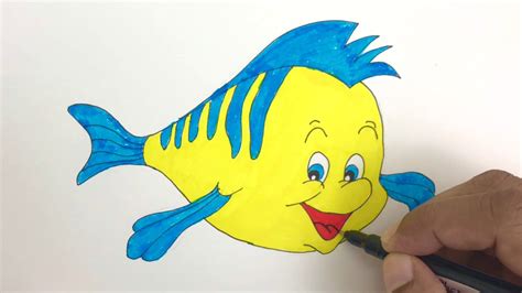 Learn To Draw Flounder Little Mermaid Sketch 15 Youtube