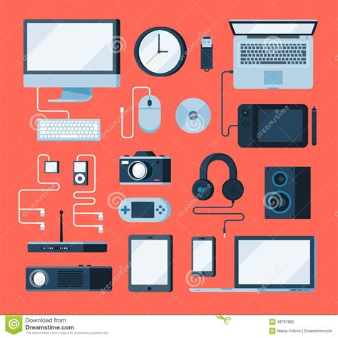 Vector Collection Of Various Electronic Devices Stock Vector