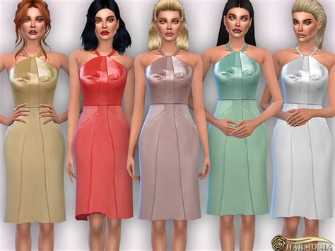 Halter Neck Satin Midi Dress By Harmonia At Tsr Sims 4 Updates