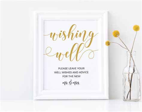 Wishing Well Sign Wedding Signs Well Wishes Gold Wedding Etsy Australia