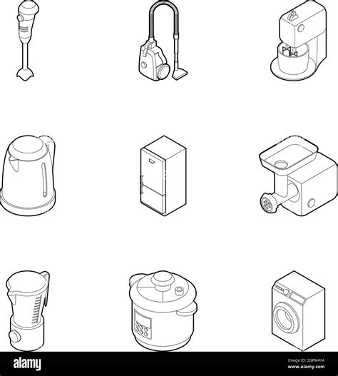 Kitchen Appliances Icons Set Outline Style Stock Vector Image And Art