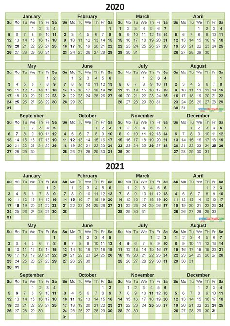 Free Printable 2020 And 2021 Calendar With Holidays Pdf Word