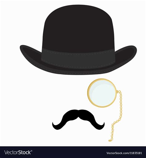 Gentleman Hat Mustache And Monocle Royalty Free Vector Image