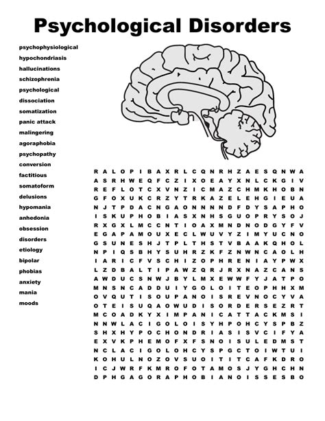 Psychological Disorders Word Search Wordmint