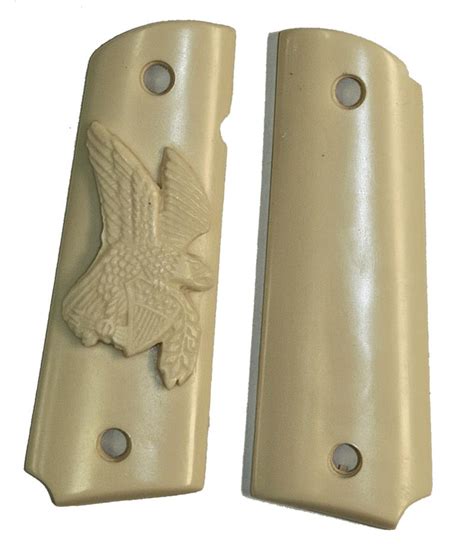 Colt 1911 Ivory Like Grips Relief Carved American Eagle