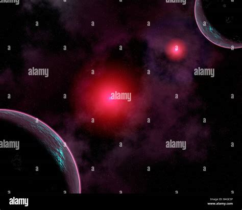 Distant Red Giant Stars And Alien Worlds Stock Photo Alamy